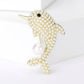 Alloy Pearl Dolphin Brooch Pin For Cute Apparel Decoration view 6