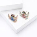 Alloy Colorful Rhinestone Owl Brooch Pin For Unisex Apparel view 2