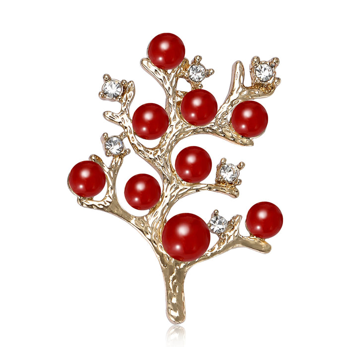 Alloy Pearl Tree Brooch Pin For Womens Coats And Cardigans