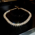 Rhinestone Inlaid Iron Geometric Line Choker Necklace, European Statement Design view 4