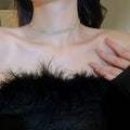 Rhinestone Inlaid Iron Geometric Line Choker Necklace, European Statement Design view 3