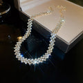 Rhinestone Inlaid Iron Geometric Line Choker Necklace, European Statement Design view 2
