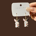 Halloween Cartoon Animal Skeleton Rabbit Bat Cat Shark Alloy Enamel Hook Drop Earrings view 2
