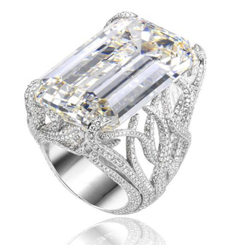 Luxury Wedding Ring With Oversized Square Zircon, Creative Sparkling Engagement Jewelry Accessory