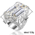 Luxury Wedding Ring With Oversized Square Zircon, Creative Sparkling Engagement Jewelry Accessory view 2