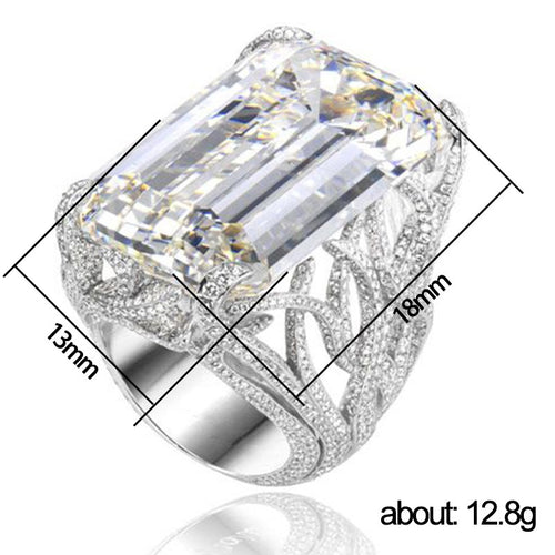 Luxury Wedding Ring With Oversized Square Zircon, Creative Sparkling Engagement Jewelry Accessory