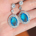 Luxury Color Gemstone Yellow Diamond Drop Earrings With Pink Rhinestone Long Dangle Design For Women view 4