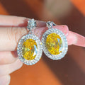 Luxury Color Gemstone Yellow Diamond Drop Earrings With Pink Rhinestone Long Dangle Design For Women view 2