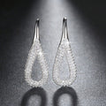 European Korean Hollow Full Zircon Water Drop Earrings, Elegant Women's Dangle Jewelry view 3