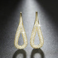 European Korean Hollow Full Zircon Water Drop Earrings, Elegant Women's Dangle Jewelry view 6