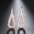 European Korean Hollow Full Zircon Water Drop Earrings, Elegant Women's Dangle Jewelry view 2