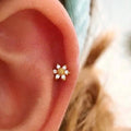 Mini Flower Cartilage Stud Earrings, Three Color Simple Student Ear Jewelry For Sleeping Wear view 2