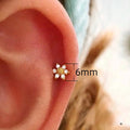 Mini Flower Cartilage Stud Earrings, Three Color Simple Student Ear Jewelry For Sleeping Wear view 4