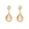 Metal Geometric Round Cat Eye Stone Rhinestone Stud Earrings For Fashion Office Style view 5