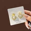 Silver Needle Small Pearl Stud Earrings Geometric Vintage Cat Eye Flower Bow Light Luxury Jewelry view 3