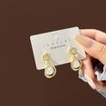 Silver Needle Small Pearl Stud Earrings Geometric Vintage Cat Eye Flower Bow Light Luxury Jewelry view 2