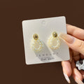 Silver Needle Small Pearl Stud Earrings Geometric Vintage Cat Eye Flower Bow Light Luxury Jewelry view 4