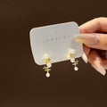 Sterling Silver Needle French Pearl Stud Earrings With Cat Eye Star Moon And Sparkling Zircon Ear Cuff view 4