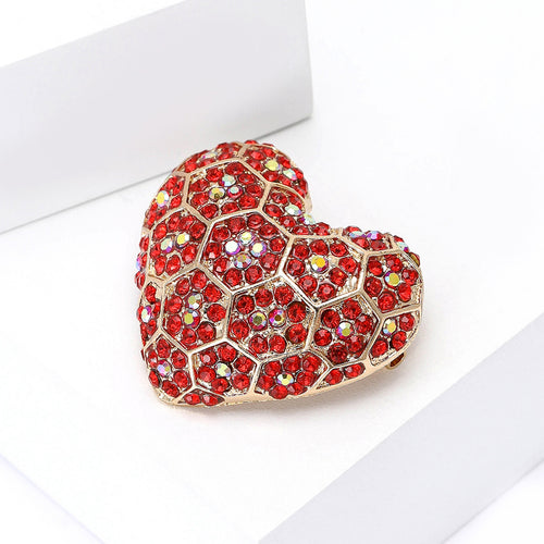 Creative Alloy Rhinestone Heart Brooch For Women's Suit And Cardigan