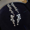 Alloy Pearl Rhinestone Geometric Tassel Drop Earrings European American Statement Style For Women view 1