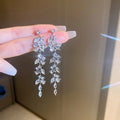 Alloy Pearl Rhinestone Geometric Tassel Drop Earrings European American Statement Style For Women view 3