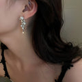 Alloy Pearl Rhinestone Geometric Tassel Drop Earrings European American Statement Style For Women view 4