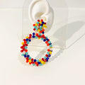 Colorful Faux Pearl Beaded Heart Hoop Drop Studs For Women, Elegant Niche Design Earrings view 3