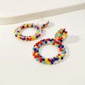 Colorful Faux Pearl Beaded Heart Hoop Drop Studs For Women, Elegant Niche Design Earrings view 4