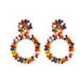 Colorful Faux Pearl Beaded Heart Hoop Drop Studs For Women, Elegant Niche Design Earrings view 5