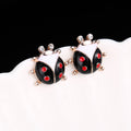 Six Red Black and Pearl Look Ladybug Novelty Earrings view 7