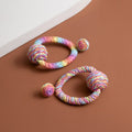 Bohemian Colorful Handmade Raffia Woven Oversized Open Hoop Alloy Stud Statement Fashion Earrings view 4
