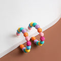 Bohemian Colorful Handmade Raffia Woven Oversized Open Hoop Alloy Stud Statement Fashion Earrings view 1