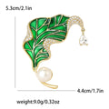 Copper Enamel Zircon Leaf Brooch Pin For Elegant Coat Decor view 6