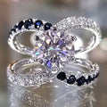Elegant Six Prong Zircon Ring Geometric Cross Design Women's Fashion Finger Jewelry view 1
