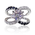 Elegant Six Prong Zircon Ring Geometric Cross Design Women's Fashion Finger Jewelry view 2