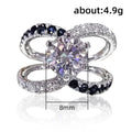 Elegant Six Prong Zircon Ring Geometric Cross Design Women's Fashion Finger Jewelry view 4