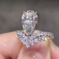 Crown Engagement Ring With Pear Shaped Zircon, Copper Platinum Plated Index Finger Ring view 2