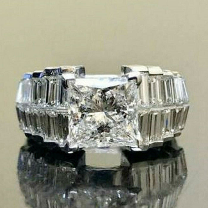 Luxury T Shape Square Zircon Ring For Women Anniversary Celebration Fashion Hand Jewelry
