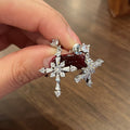 French Vintage Light Luxury Diamond Inlaid Earrings For Women Elegant Statement Jewelry view 3