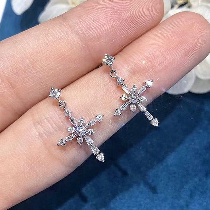 French Vintage Light Luxury Diamond Inlaid Earrings For Women Elegant Statement Jewelry