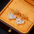 2022 New Copper Heart Shape Earrings For Women, Korean Hollow Sweet Stud Ear Jewelry view 2