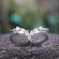Stackable Niche Design Women's Ring, Creative V Shape Marquise Zircon Geometric Jewelry view 2