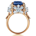Fashion European Style Engagement Ring With Inlaid Blue Sapphire, Creative Jewelry Accessory view 1