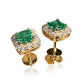 Sparkling Emerald Green Square Zircon Stud Earrings For Women Vintage Simple Ear Jewelry view 5