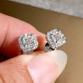 Sparkling Emerald Green Square Zircon Stud Earrings For Women Vintage Simple Ear Jewelry view 2