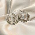 Elegant Alloy Spring Coil Hoop Earrings For Women, Exaggerated Round Textured Gold Silver Fashion Earrings view 4