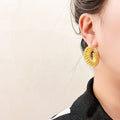 Elegant Alloy Spring Coil Hoop Earrings For Women, Exaggerated Round Textured Gold Silver Fashion Earrings view 3
