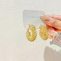 Elegant Alloy Spring Coil Hoop Earrings For Women, Exaggerated Round Textured Gold Silver Fashion Earrings view 2