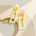 Women's Light Luxury Color Block Acrylic Geometric Hollow Square S925 Silver Needle Drop Stud Earrings view 2