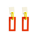 Women's Light Luxury Color Block Acrylic Geometric Hollow Square S925 Silver Needle Drop Stud Earrings view 5